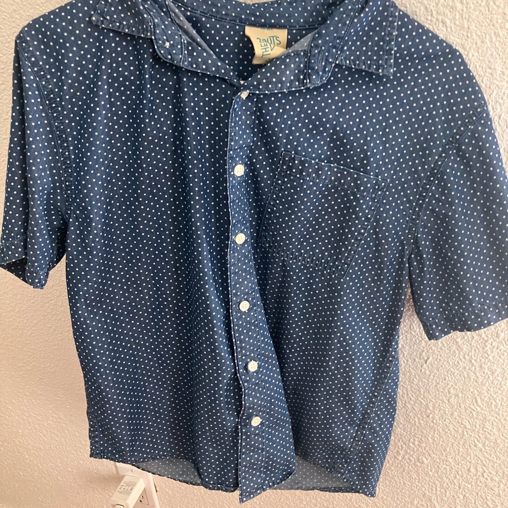 Kids Blue Polka Dot Button Down Shirt